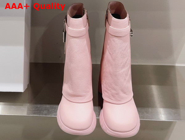 Givenchy Shark Lock Biker Ankle Boots in Pink Grained Leather Replica