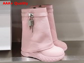 Givenchy Shark Lock Biker Ankle Boots in Pink Grained Leather Replica