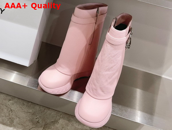 Givenchy Shark Lock Biker Ankle Boots in Pink Grained Leather Replica