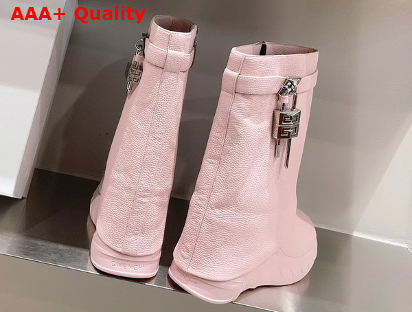 Givenchy Shark Lock Biker Ankle Boots in Pink Grained Leather Replica