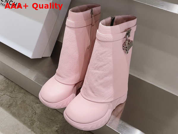 Givenchy Shark Lock Biker Ankle Boots in Pink Grained Leather Replica