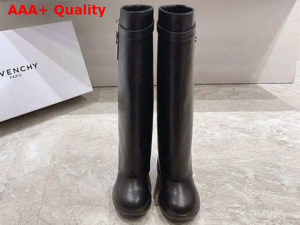 Givenchy Shark Lock Biker Boots in Black Smooth Leather Replica