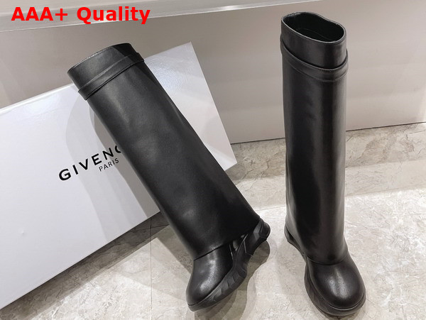 Givenchy Shark Lock Biker Boots in Black Smooth Leather Replica