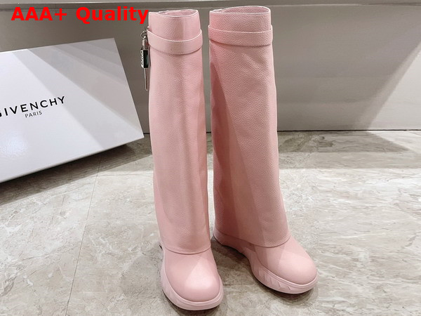 Givenchy Shark Lock Biker Boots in Light Pink Grained Leather Replica