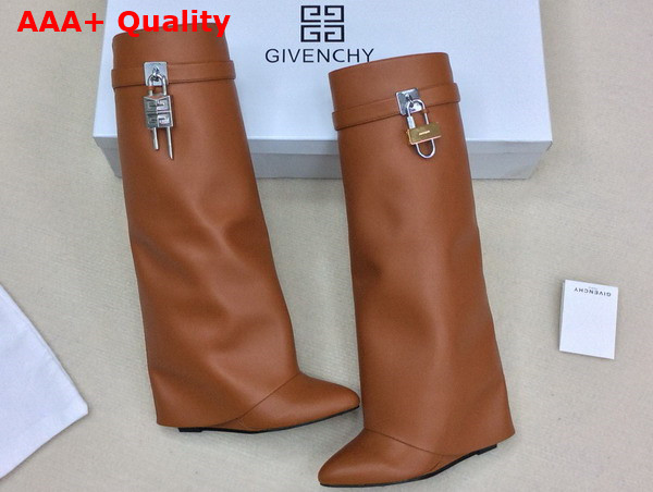 Givenchy Shark Lock Boots in Brown Leather Replica