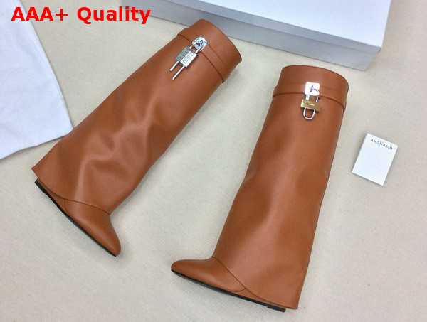 Givenchy Shark Lock Boots in Brown Leather Replica