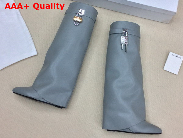 Givenchy Shark Lock Boots in Gray Leather Replica