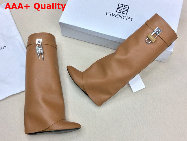 Givenchy Shark Lock Boots in Light Brown Leather Replica