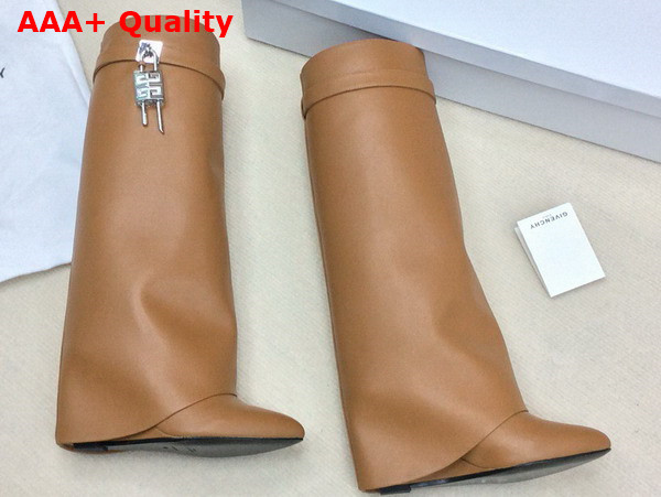 Givenchy Shark Lock Boots in Light Brown Leather Replica