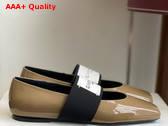 Givenchy Sliced Square Ballerinas in Beige Patent Leather Replica