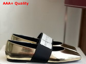 Givenchy Sliced Square Ballerinas in Mirror Effect Leather Golden Replica