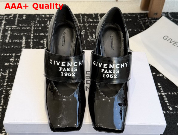 Givenchy Sliced Square Givenchy Tape Pumps in Black Patent Leather Replica