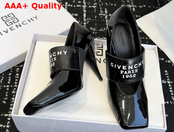 Givenchy Sliced Square Givenchy Tape Pumps in Black Patent Leather Replica