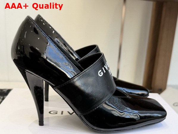 Givenchy Sliced Square Givenchy Tape Pumps in Black Patent Leather Replica
