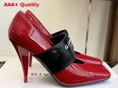 Givenchy Sliced Square Givenchy Tape Pumps in Deep Red Patent Leather Replica