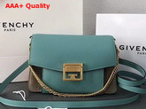 Givenchy Small GV3 Bag in Aqua Flat Grain Leather and Taupe Suede with Flap and Removable Shoulder Strap Replica