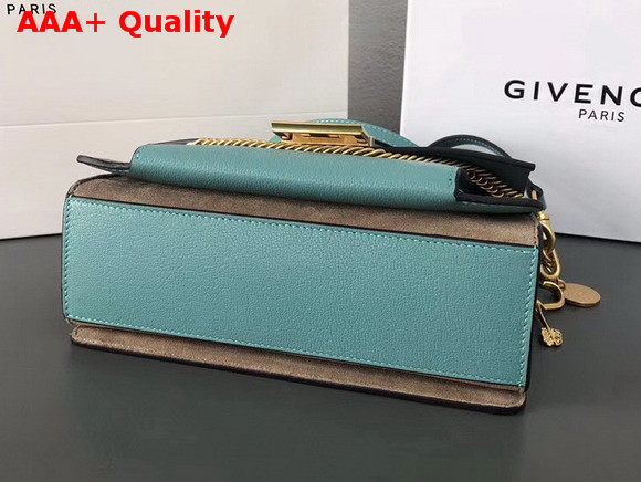 Givenchy Small GV3 Bag in Aqua Flat Grain Leather and Taupe Suede with Flap and Removable Shoulder Strap Replica