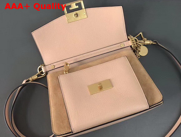 Givenchy Small GV3 Bag in Nude Flat Grain Leather and Light Beige Suede with Flap and Removable Shoulder Strap Replica