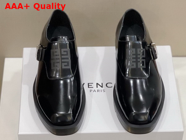 Givenchy Squared Derbies in Black Brushed 4G Leather with 4G Buckle Replica