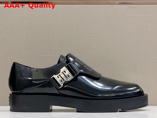 Givenchy Squared Derbies in Black Brushed 4G Leather with 4G Buckle Replica