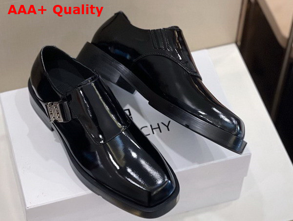 Givenchy Squared Derbies in Black Brushed Leather with 4G Buckle Replica
