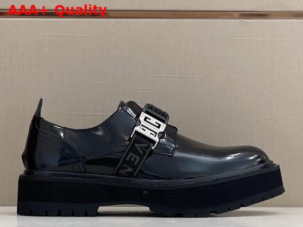 Givenchy Squared Derbies in Black Brushed Leather with Givenchy Strap and 4G Buckle Replica