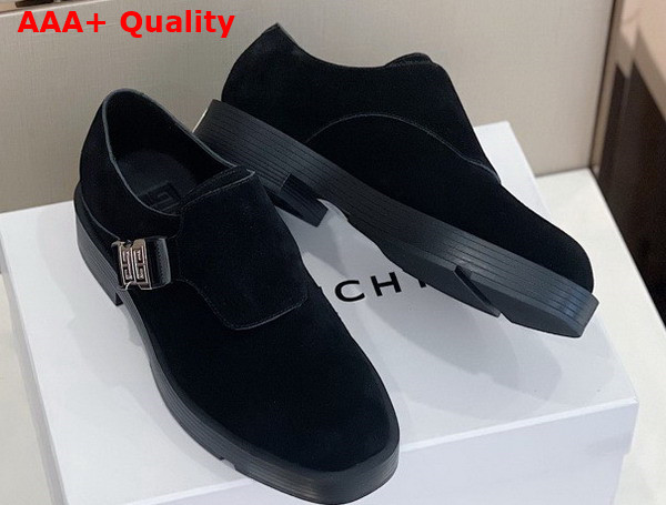 Givenchy Squared Derbies in Black Suede Leather with 4G Buckle Replica