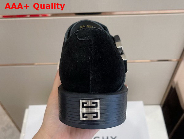 Givenchy Squared Derbies in Black Suede Leather with 4G Buckle Replica