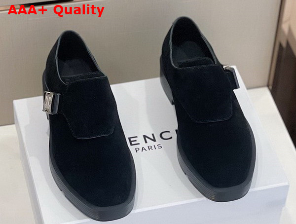 Givenchy Squared Derbies in Black Suede Leather with 4G Buckle Replica