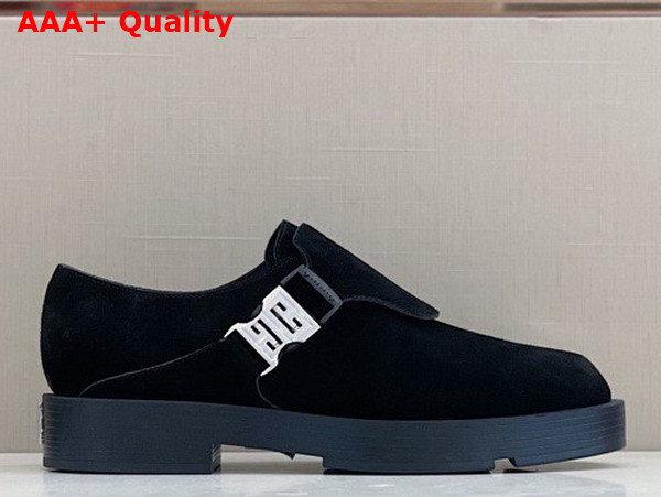Givenchy Squared Derbies in Black Suede Leather with 4G Buckle Replica