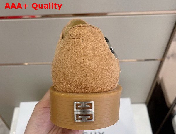 Givenchy Squared Derbies in Light Brown Suede Leather with 4G Buckle Replica
