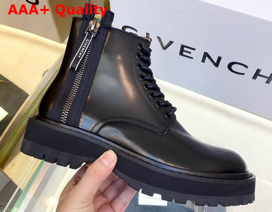 Givenchy Zipped Lace Up Boot in Black Box Leather for Men Replica