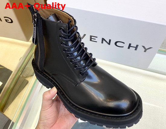 Givenchy Zipped Lace Up Boot in Black Box Leather for Men Replica