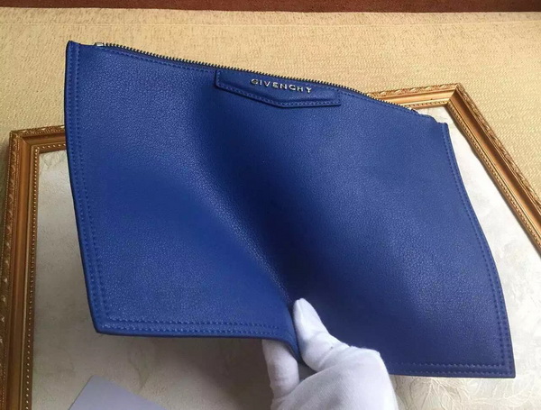 Givenchy Zipped Pouch In Blue Grain Leather for Sale