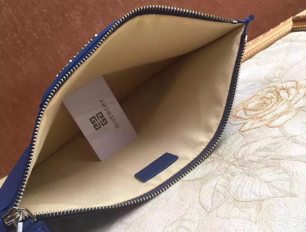 Givenchy Zipped Pouch In Blue Grain Leather for Sale