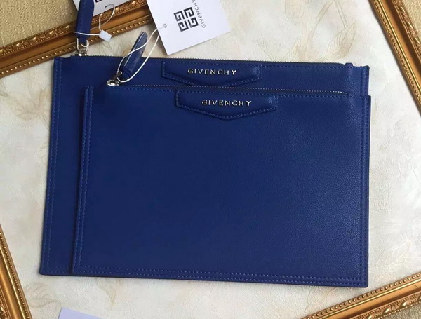 Givenchy Zipped Pouch In Blue Grain Leather for Sale
