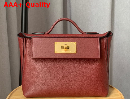 Hermes 24 24 Mini Bag Bordeaux Togo and Swift Calfskin Replica
