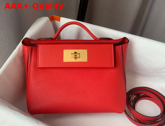 Hermes 24 24 Mini Bag Red Togo and Swift Calfskin Replica