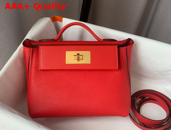 Hermes 24 24 Mini Bag Red Togo and Swift Calfskin Replica