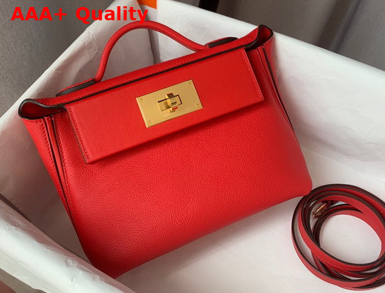 Hermes 24 24 Mini Bag Red Togo and Swift Calfskin Replica