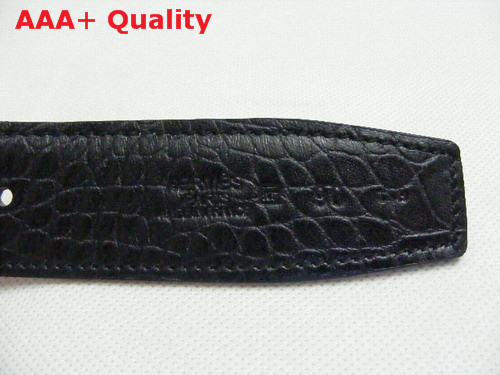 Hermes 32mm reversible crocodile strap in black tan Replica