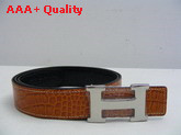 Hermes 32mm reversible crocodile strap in tan black Replica