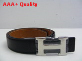 Hermes 32mm reversible leather strap in black tan Replica