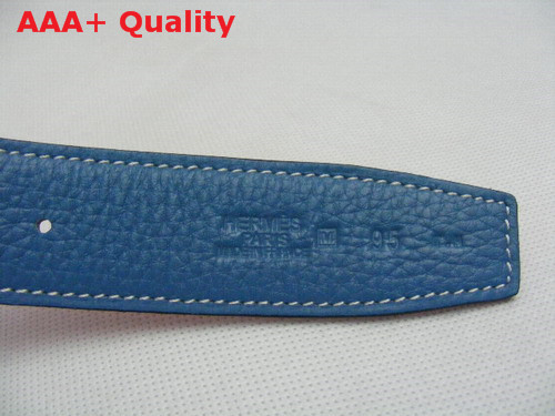 Hermes 32mm reversible leather strap in blue orange Replica