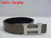 Hermes 32mm reversible leather strap in grey black Replica