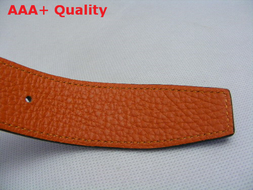 Hermes 32mm reversible leather strap in orange blue Replica
