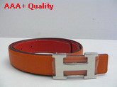 Hermes 32mm reversible leather strap in orange red Replica