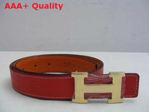 Hermes 32mm reversible leather strap in red orange Replica
