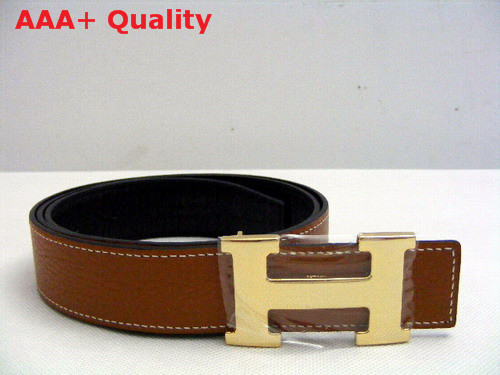 Hermes 32mm reversible leather strap in tan black Replica