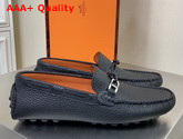 Hermes Alessandro Loafer in Black Grained Calfskin Replica